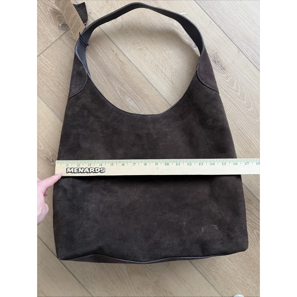 Margot New York Suede Leather Shoulder Purse Bag Brown Hobo Tote Minimalist NWT - Picture 7 of 9